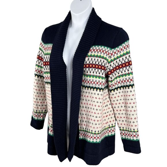 Talbots Womens L Fair Isle Shawl Collar Cardigan Sweater Soft Cozy Cotton Blend - Picture 5 of 16